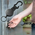 thumbnail image 3 of 2 pcs Retractable Key Chain Black Elastic Pull Buckle Retractable Key with Steel Wire Rope, 3 of 8