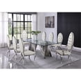 thumbnail image 2 of Mixed 9pc Dining Set with White Faux Leather Side Chairs and Arm Chairs, 2 of 5