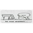thumbnail image 1 of Humor Kitchen Mat, Stickman Meme Face Looking at Computer Joyful Fun Caricature Comic Design, Plush Decorative Kitchen Mat with Non Slip Backing, 47" X 19", Black and White, by Ambesonne, 1 of 1