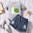 thumbnail image 2 of Baby Boys Shorts Outfit Set Short Sleeve Tops with Cartoon Print and Denim Shorts Set Toddler Boy Summer Clothes, 2 of 6