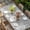 Light Gray White, variant on Dandelion Table Cloths for 4 Foot Rectangle Tables, Black White Modern Country Rustic Plants Patio Waterproof Elastic Fitted Tablecloths, Washable Rectangular Table Cover for Camping