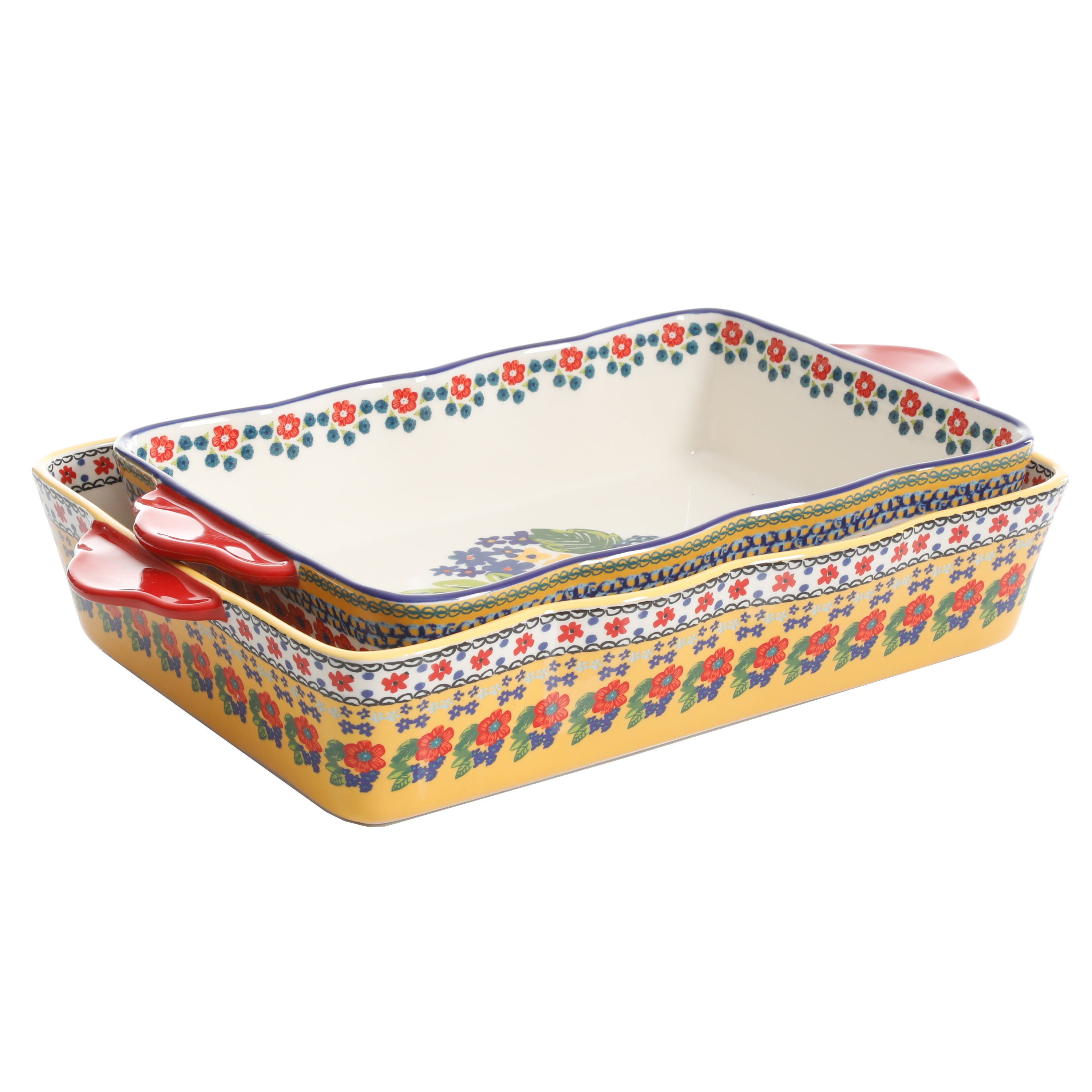 The Pioneer Woman Fiona Floral Rectangular Ceramic Baking Set, 2 Pieces
