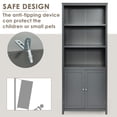 thumbnail image 6 of Demi Bonn Wooden Bookcase with Shelving Storage Cabinet Unit Standing Display Bookcase with Doors, Gray, 6 of 9