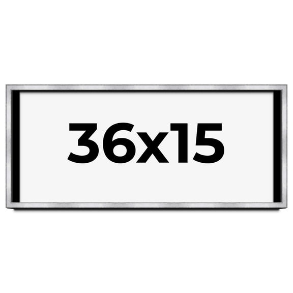 36x15 Shadow Box Frame Silver | 1.375 Inches Deep Real Wood Contemporary Shadowbox Display Frame |