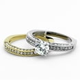 thumbnail image 2 of Womens Rings Two-Tone IP Gold (Ion Plating) 316L Stainless Steel Ring with AAA Grade CZ in Clear TK1284, 2 of 4