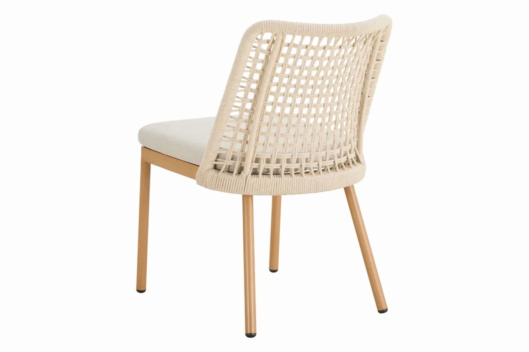 Spruce & Spring Modern Woven Rope Patio Dining Armchair Equipped With Cushion 2 Pieces For Outdoor Space Brown Woven Rope Fabric