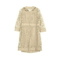 thumbnail image 5 of Puntoco Plus Size Women's Solid Color Lace Hollow Out Long Sleeve Cardigan + Sleeveless Dress Two Piece Sets Blouses Beige 6(M), 5 of 5