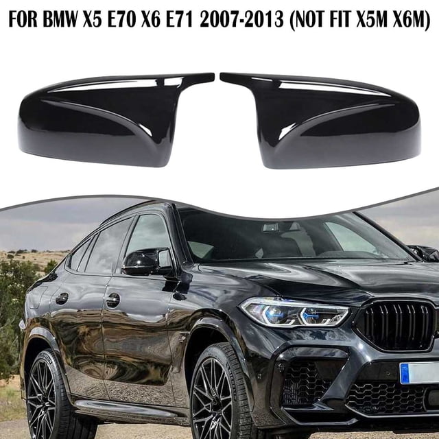 ALLTIMES Rear View Mirror Covers Cap Cover for BMW X5 X6 E70 E71 2007-2013, Glossy Black Durable ABS Plastic, Direct Replacement