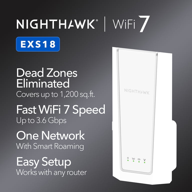 NETGEAR WiFi 7 Range Extender EXS18, BE3600, Dual-Band, 3.6 Gbps