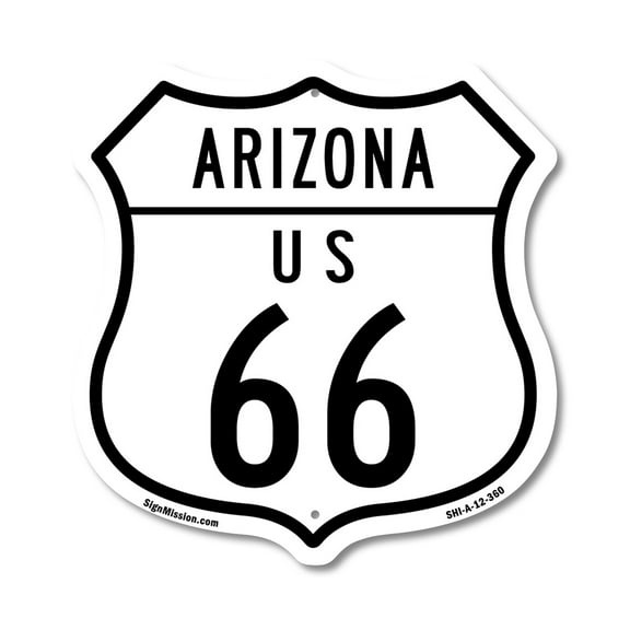 Arizona Route Marker Shield Sign Us 66 12 inch X 12 inch Shield-Shaped Rust-Free Aluminum Metal Sign Weather Resistant, UV Protected for Workplace Made in the USA