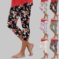 thumbnail image 2 of YDFCWXW Womens Capri Leggings Floral Print High Waist Lifting Capris Comfy Stretch Tummy Control Cropped Yoga Pant Black, L, 2 of 6