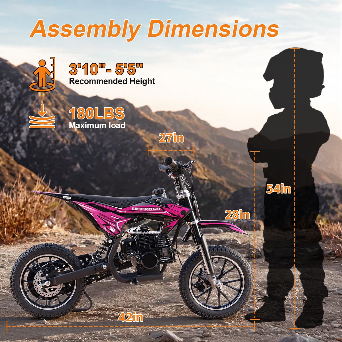 SAY YEAH Dirt Bike,50CC Mini Dirt Bike for Kids 8-13,Max Speed 25MPH,Support Up to 180lbs,Pull Start