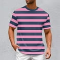thumbnail image 2 of Big and Tall Shirts for Men European Color Blocked Striped Navy Sailor Striped Men Casual Loose Comfortable Trendy Summer Beach Round Neck Short Sleeved T Shirt Mens V Neck T Shirts Thick Pack M, 2 of 6