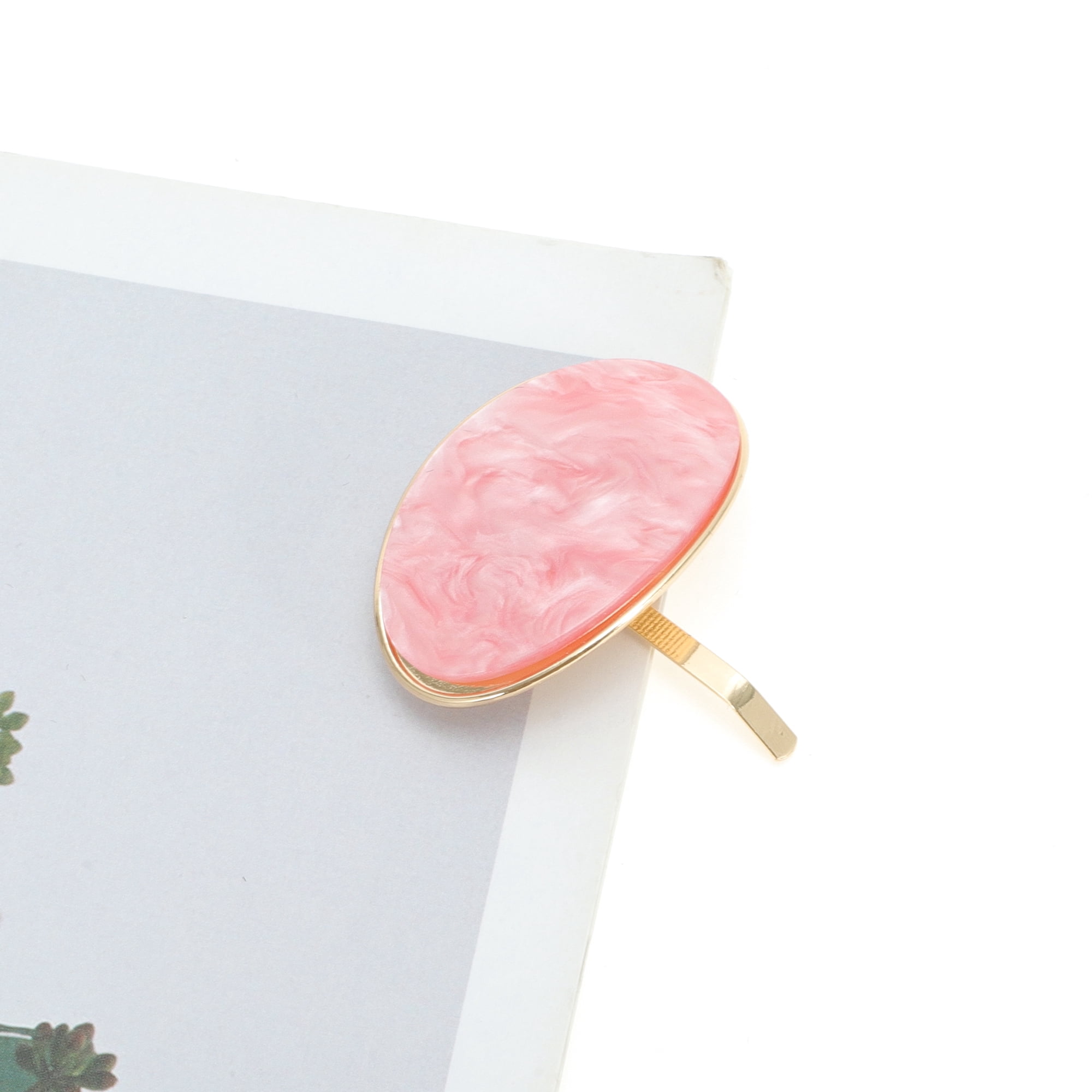 Unique Bargains Stylish Oval Ponytail Buckle Hair Clip for Women 1 Pc Pink