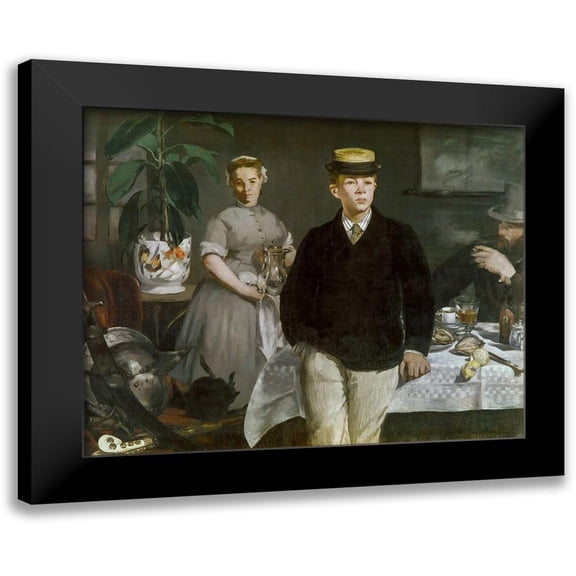 Manet, Edouard 14x12 Black Modern Framed Museum Art Print Titled - Luncheon in the Studio