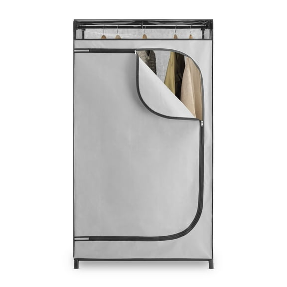 Whitmor Portable Clothes Closet - Freestanding Garment Organizer with Cover - 36 Inches Wide - Grey