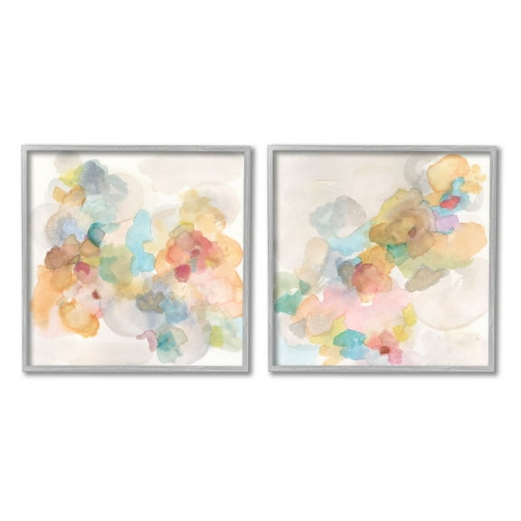 Stupell Industries Abstract Pastel Watercolor Composition Painting Gray Framed Art Print Wall Art, Set of 2, Design by Jodi Fuchs