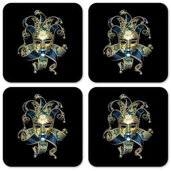 Vinyl Drink Coasters - Set of 4 - Mardi Gras Mask