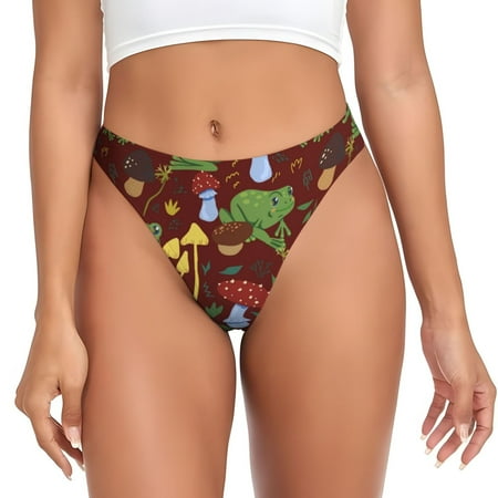 Sigee Frogs and Mushrooms for Women s G-String Panty  Low Rise  Soft Lace Perfect for Everyday Wear or Special Occasions-4X-Large