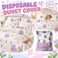 thumbnail image 2 of 3-Piece Disposable Travel Bedding Set, Non-Woven Breathable Waterproof Dustproof Full Bedding Kit, Portable Disposable Bed Linen for Hotel, Hospital and Trip.A, 2 of 6