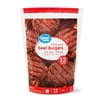 Great Value Beef Burgers, 80% Lean/20% Fat, 3 lbs, 12 Count (Frozen)