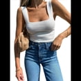 thumbnail image 2 of Camisetas Sin Mangas Acanaladas para Mujer, Verano 2025, Cuello Cuadrado, Informales, Ajustadas, de Punto. L, 2 of 8