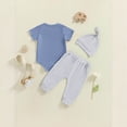 thumbnail image 4 of CAICJ98 Newborn Baby Boy Clothes Hi I'm New Here Coming Home Outfit Letter Print Romper Pant Spring Summer Baby Boy's Clothing (Blue,12-18 Months), 4 of 4