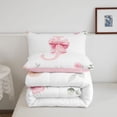 thumbnail image 5 of Manfei Sweet Bow Monogram J Full Size Comforter Sets,Lovely Flower Bedding Comforter Set,Pink,Pink Reversible,3 Pieces,1 Comforter and 2 Pillowcases, 5 of 7