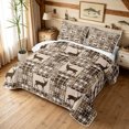 thumbnail image 3 of Manfei Vintage Elk Twin Quilt Set, Cottage Plaid Twin Coverlet Set, Brown White, Black Reversible, 2-Piece, 1 Bedspread and 1 Pillowcase, 3 of 7
