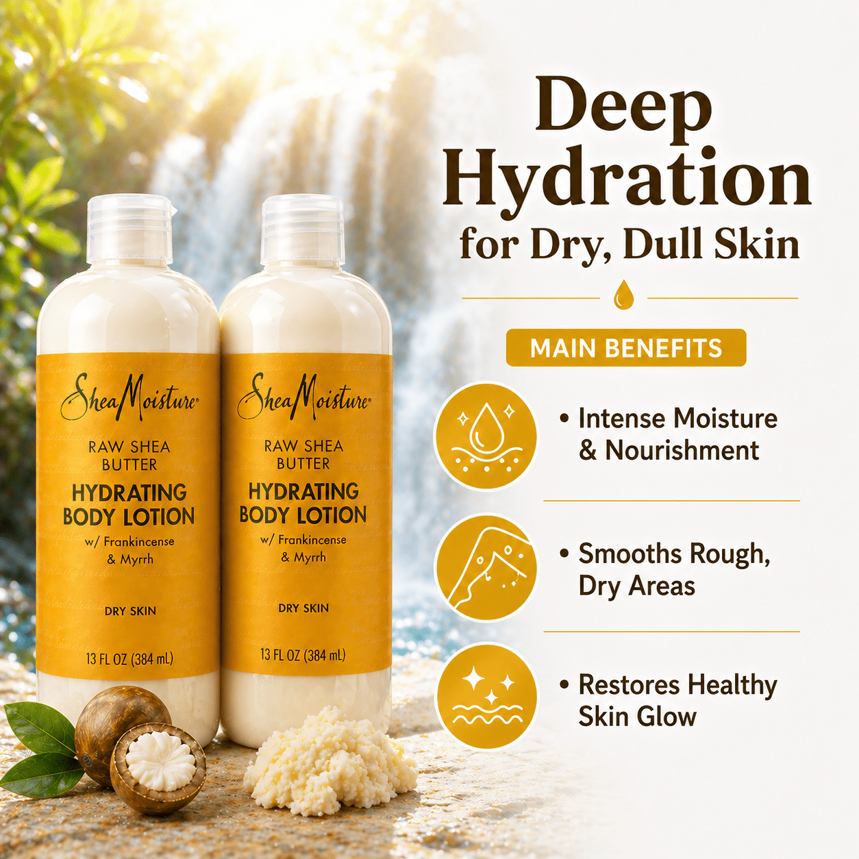 Sheamoisture Raw Shea Butter Hydrating Body Lotion 13 Oz (2 Pack)