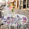 thumbnail image 4 of Purple Flowers Fitted Tablecloth with Elastic Edged, Round Table Cloth for Dining Table, Spring Butterflies Lavender Daisy Botanical Waterproof Oil Proof Table Cover for Indoor Outdoor 45"-54", 4 of 8