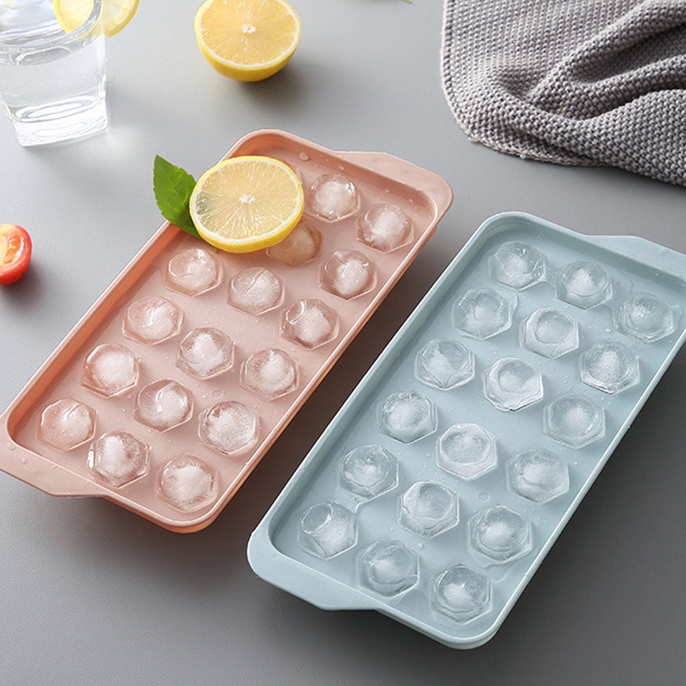 Fiewmay Round Ice Cube Tray Storage Bin and Lid, 3 Packs Ice Ball Maker for Freezer, Easy Pop Out Small Circle Ice Ball for Chilling Cocktail