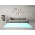 thumbnail image 3 of Ahgly Company Machine Washable Indoor Square Solid Turquoise Blue Modern Area Rugs, 7' Square, 3 of 4