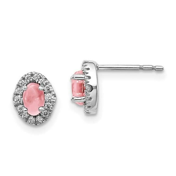 Primal Gold 14 Karat White Gold Diamond and Cabochon Pink Tourmaline Earrings