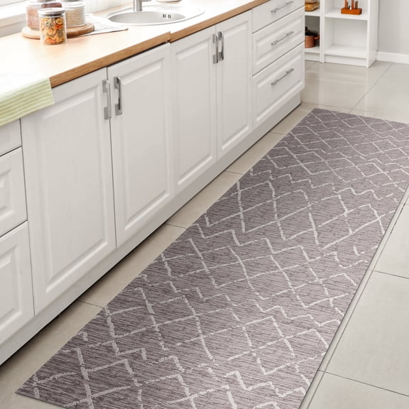 JONATHAN Y SANTA MONICA 2 x 8 Runner Rug, Madaba Moroccan Trellis - Gray/Cream, SMB114A-28
