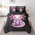 thumbnail image 2 of Feelyou 3D Funny Axolotl Bedding Comforter Set 7 Pieces for Child, Kawaii Milk Tea Lover Full Bedding Set, Mystic Stars Galaxy Sky Reversible Fitted Sheet Flat Sheet, Breathable Home Decor, 2 of 8