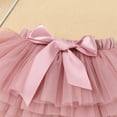 thumbnail image 5 of IDOPIP Baby Girls Boho Rainbow 1st Birthday Outfit Romper + Tutu Skirt with Diaper Cover Tulle Bloomers + Headband 3PCS Cake Smash Dress Clothes Set for Photo Prop 1 Year Dusty Pink Letters, 5 of 8