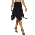thumbnail image 4 of Faldas Midi de Malla Fluidas con Fruncidos y Cintura Alta Asimétrica INSPIRE CHIC para Mujeres XL Negro, 4 of 6