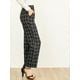 thumbnail image 4 of Pantalones a cuadros casuales para mujer, bolsillos, pierna recta, trabajo, oficina, pantalones Negro L, 4 of 6