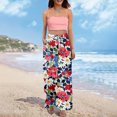 thumbnail image 6 of WTOBBY Women's Summer Floral Print Wide Leg Palazzo Pants Featuring High Waist Elastic Drawstring Casual Design and Pockets for Stylish Outfits ,Watermelon Red M, 6 of 7