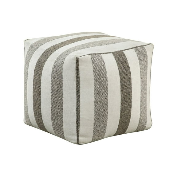 Lexicon Cravat Jacquard Fabric Upholstery Pouf in Multi-color