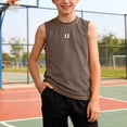 thumbnail image 2 of Faraee Débardeurs pour Garçons Athlétiques Sans Manches à Col Rond T-Shirts Enfants Été T-Shirt Basique pour Entraînement Extérieur Décontracté Marche Course 3T 4T 5T 6T 3-14 Ans Gris Foncé, 2 of 6