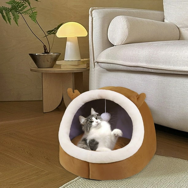 Eoozwa 3 Packs Cozy Cat Cave Bed with Removable Mat, Warm Enclosed Pet Tent for Indoor Cats, Soft Washable Small Dog Bed for Home Office Comfort, Portable Travel Bed for Camping