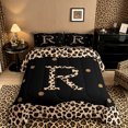 thumbnail image 2 of Meiyoeat Animal Leopard Letter R Queen Comforter Set 3pcs for Women Juniors, Classic Polka Dot Bedding Comforter Set for Bedroom, Black Beige Brown,Black Reversible, 2 of 6