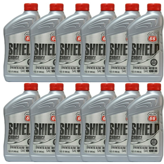 Phillips 66 Shield Choice Synthetic Blend Motor Oil 10W-30, 1 qt (12 Pack)