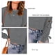 thumbnail image 4 of Jersey de mujer Camisa corta con cordones Manga larga Cuello redondo Hombro caído Túnica suelta de otoño para otoño Primavera Gris S, 4 of 5