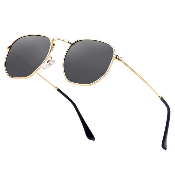 Gafas de sol Htms Htms con montura metálica polarizada hexagonal, dorado y negro