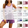 thumbnail image 3 of WIZUTIZ Women's Striped Loungewear Set with Built-in Pads Tank Top and Shorts Soft Modal Cotton Blend Sleepwear Comfy Pajama Set Summer Sleep 2 Piece, 3 of 6