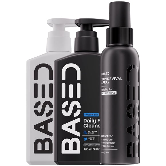 Trío de Cuidado Facial para Hombre BASED BODYWORKS: Limpiador y Hidratante