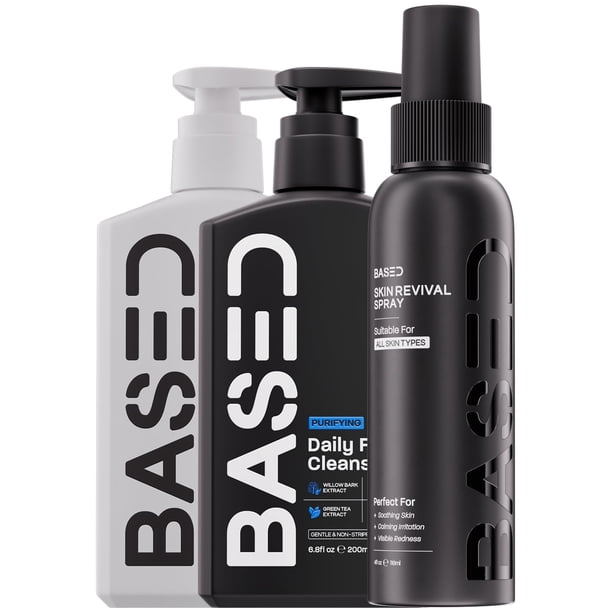 Trío de Cuidado Facial para Hombre BASED BODYWORKS: Limpiador y Hidratante